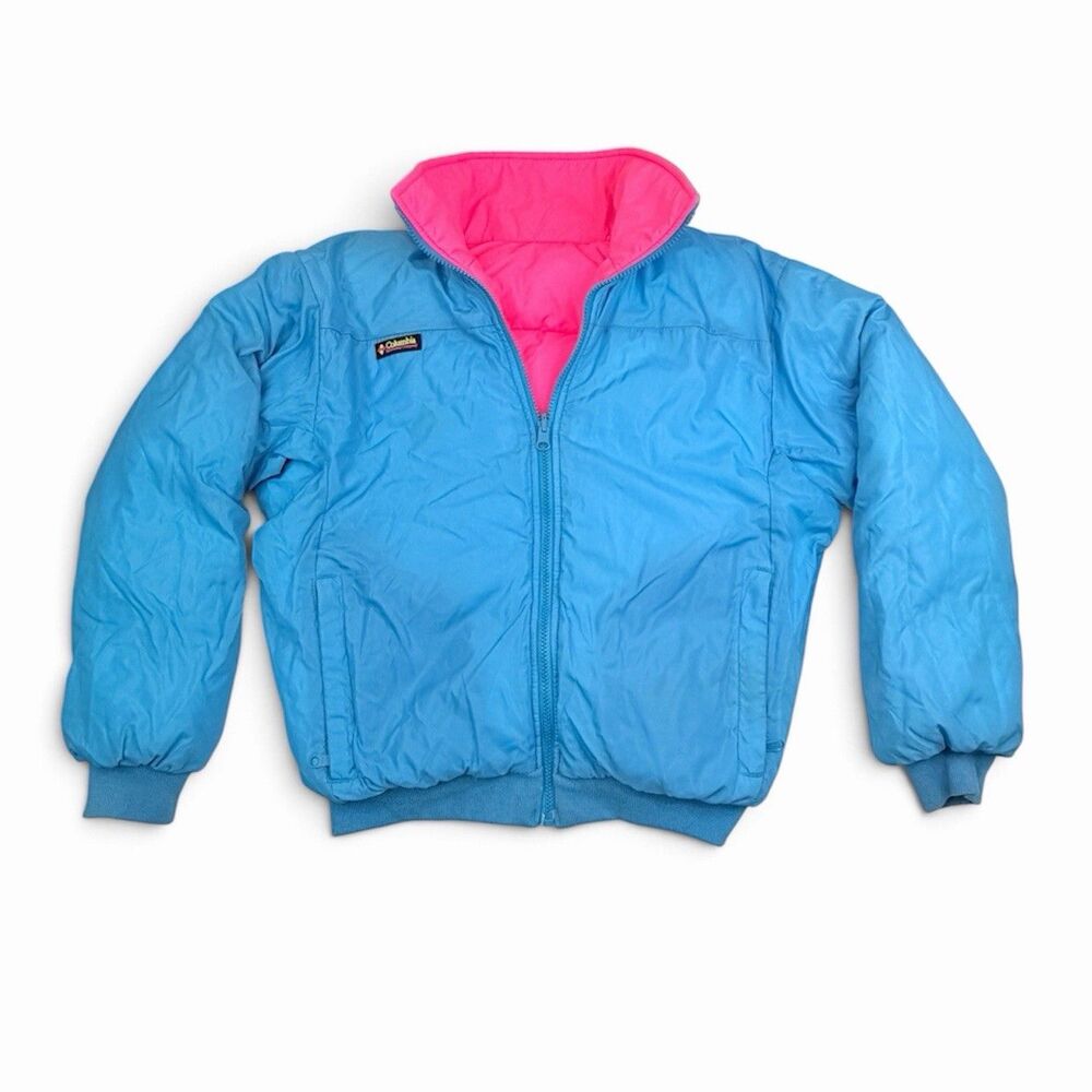 Vintage Columbia Down Reversible Puffer Jacket Women’s Medium Blue Pink